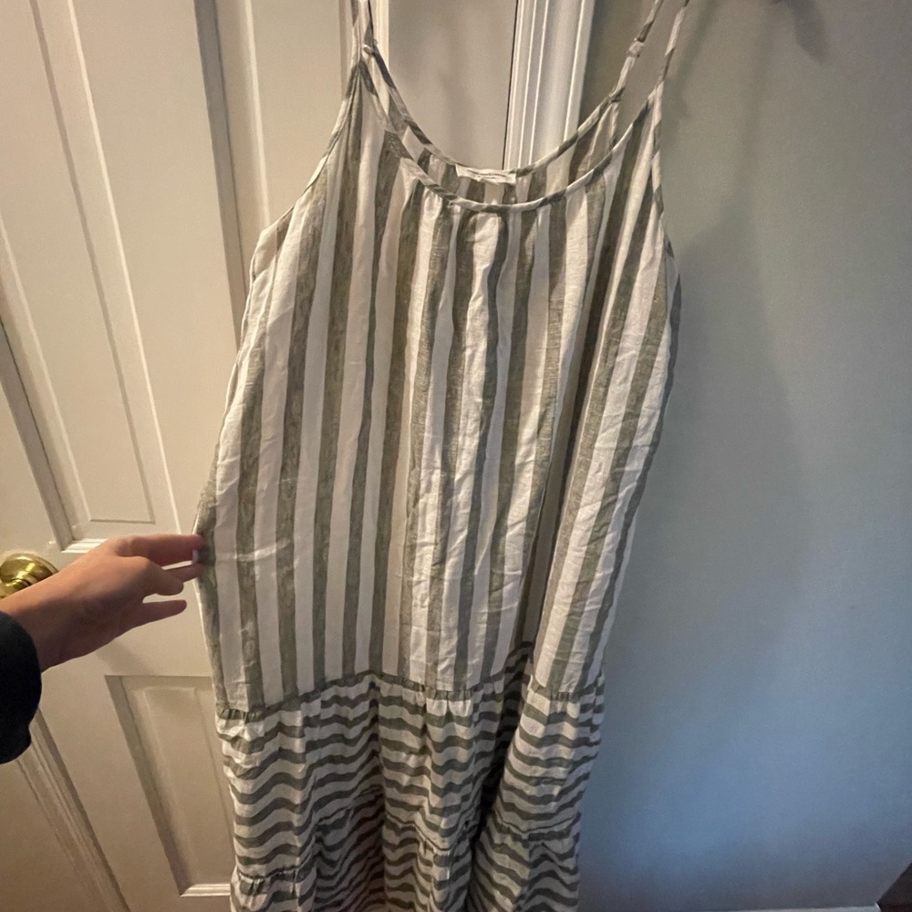 Striped Sleeveless Linen Maxi Dress